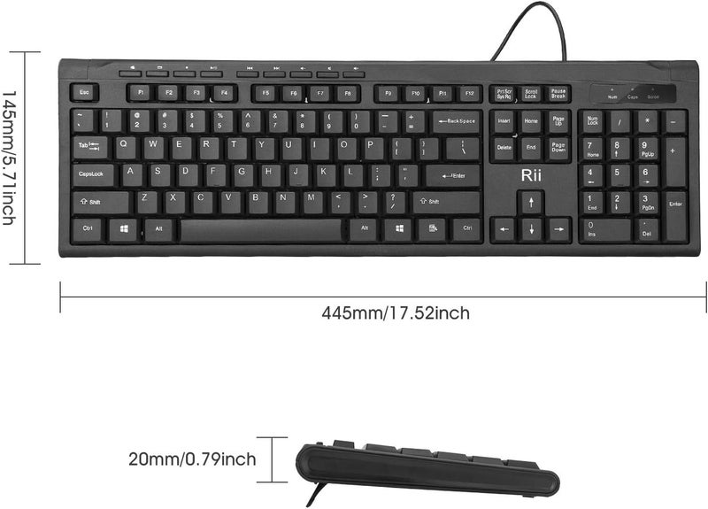 RII RK907 Ultra-Slim Compact USB Wired Keyboard for Mac and PC,Windows 10/8 / 7 / Vista/XP(Black) (2PCS) - Image 4